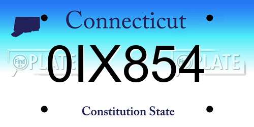 0IX854 Connecticut License Plate