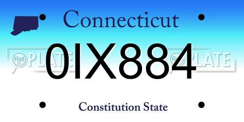 0IX884 Connecticut License Plate