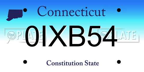 0IXB54 Connecticut License Plate