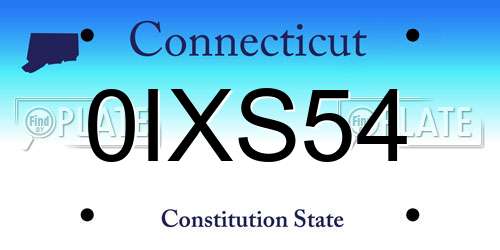 0IXS54 Connecticut License Plate