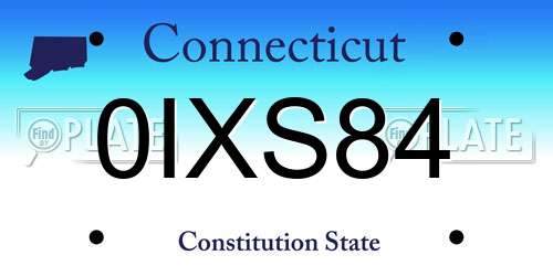 0IXS84 Connecticut License Plate