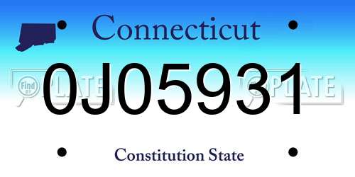 0J05931 Connecticut License Plate