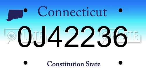 0J42236 Connecticut License Plate