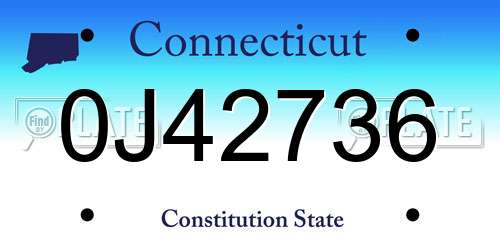 0J42736 Connecticut License Plate