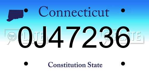 0J47236 Connecticut License Plate