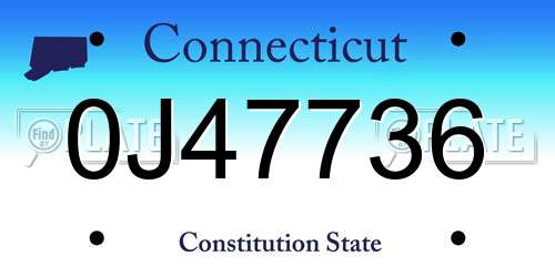 0J47736 Connecticut License Plate