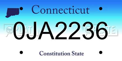 0JA2236 Connecticut License Plate