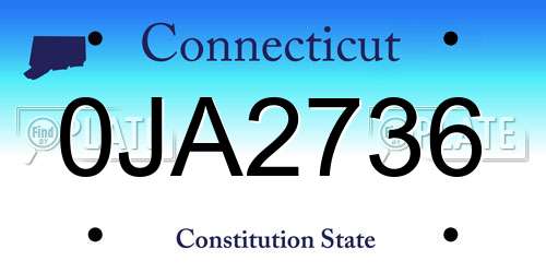 0JA2736 Connecticut License Plate