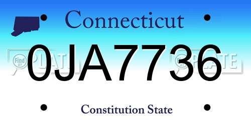0JA7736 Connecticut License Plate