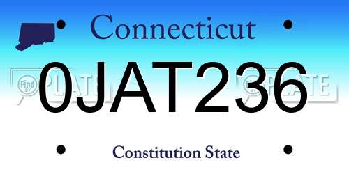 0JAT236 Connecticut License Plate