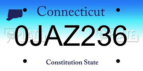 0JAZ236 Connecticut License Plate