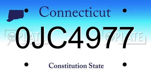 0JC4977 Connecticut License Plate
