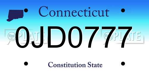 0JD0777 Connecticut License Plate