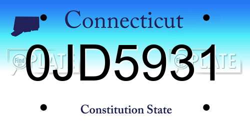 0JD5931 Connecticut License Plate