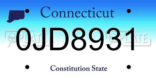 0JD8931 Connecticut License Plate