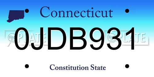 0JDB931 Connecticut License Plate
