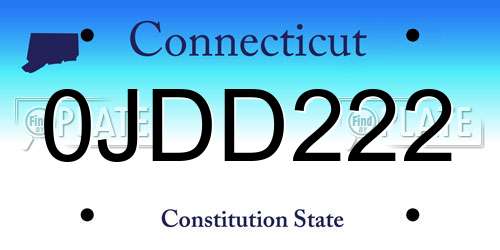 0JDD222 Connecticut License Plate