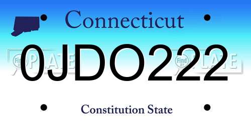 0JDO222 Connecticut License Plate