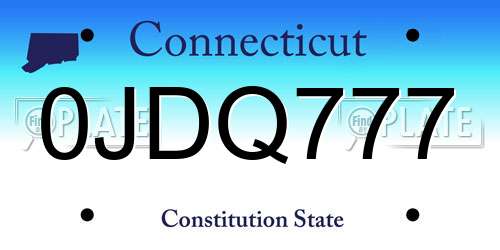 0JDQ777 Connecticut License Plate