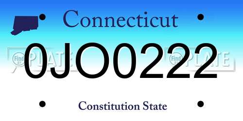 0JO0222 Connecticut License Plate