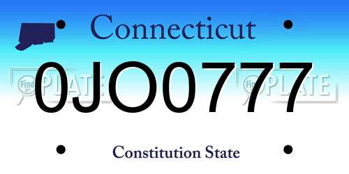 0JO0777 Connecticut License Plate