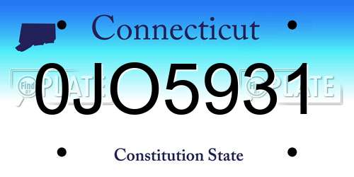 0JO5931 Connecticut License Plate