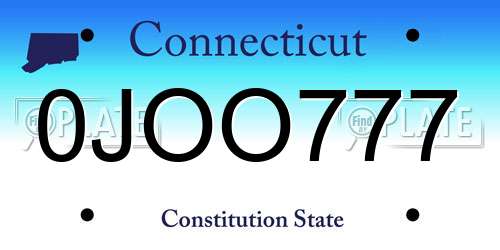 0JOO777 Connecticut License Plate