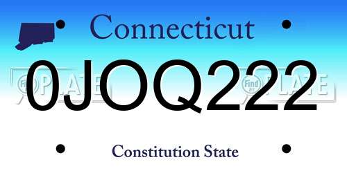 0JOQ222 Connecticut License Plate
