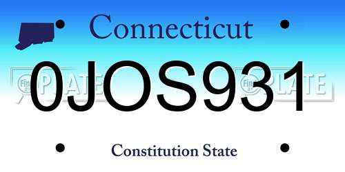 0JOS931 Connecticut License Plate
