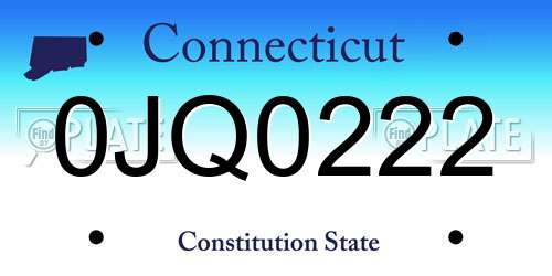 0JQ0222 Connecticut License Plate