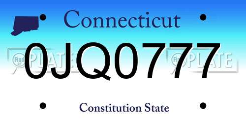 0JQ0777 Connecticut License Plate