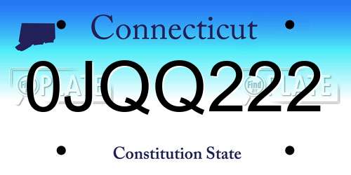 0JQQ222 Connecticut License Plate