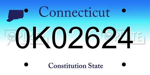 0K02624 Connecticut License Plate