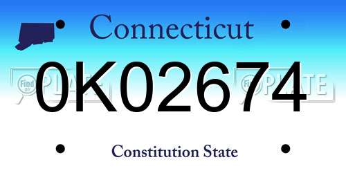 0K02674 Connecticut License Plate
