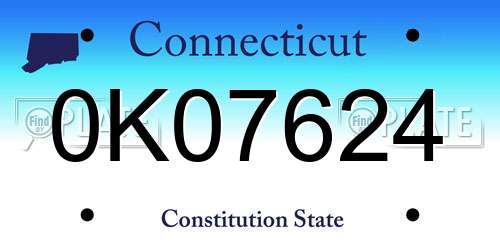 0K07624 Connecticut License Plate