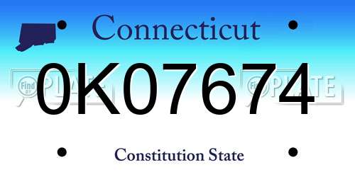 0K07674 Connecticut License Plate