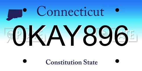 0KAY896 Connecticut License Plate