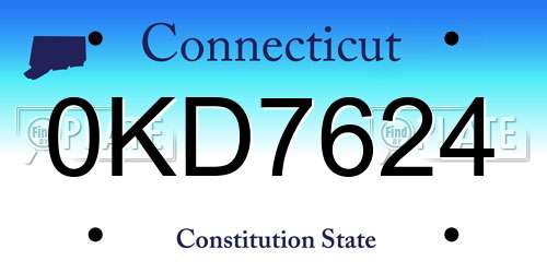 0KD7624 Connecticut License Plate
