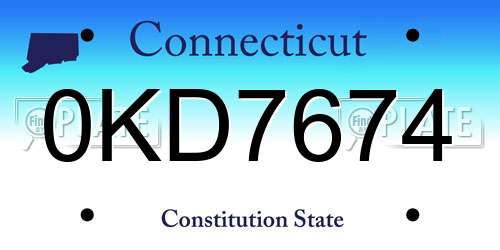 0KD7674 Connecticut License Plate