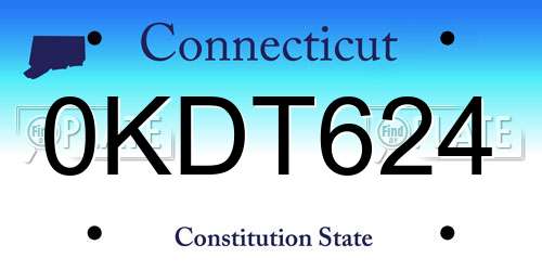 0KDT624 Connecticut License Plate