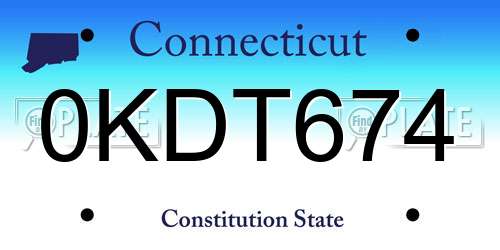 0KDT674 Connecticut License Plate