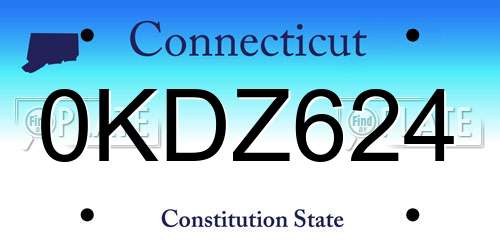 0KDZ624 Connecticut License Plate