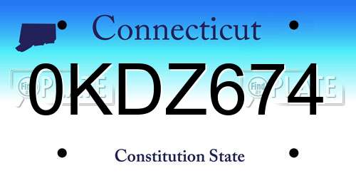 0KDZ674 Connecticut License Plate