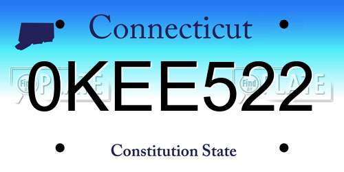 0KEE522 Connecticut License Plate