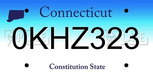 0KHZ323 Connecticut License Plate