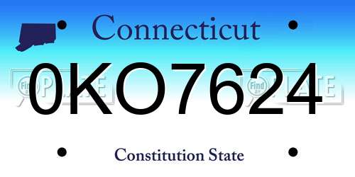 0KO7624 Connecticut License Plate