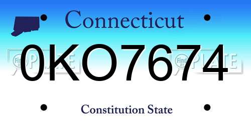 0KO7674 Connecticut License Plate