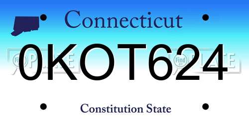 0KOT624 Connecticut License Plate