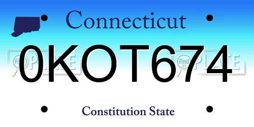 0KOT674 Connecticut License Plate