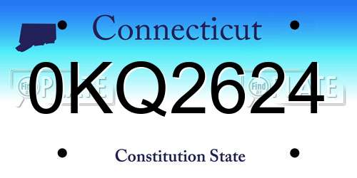 0KQ2624 Connecticut License Plate